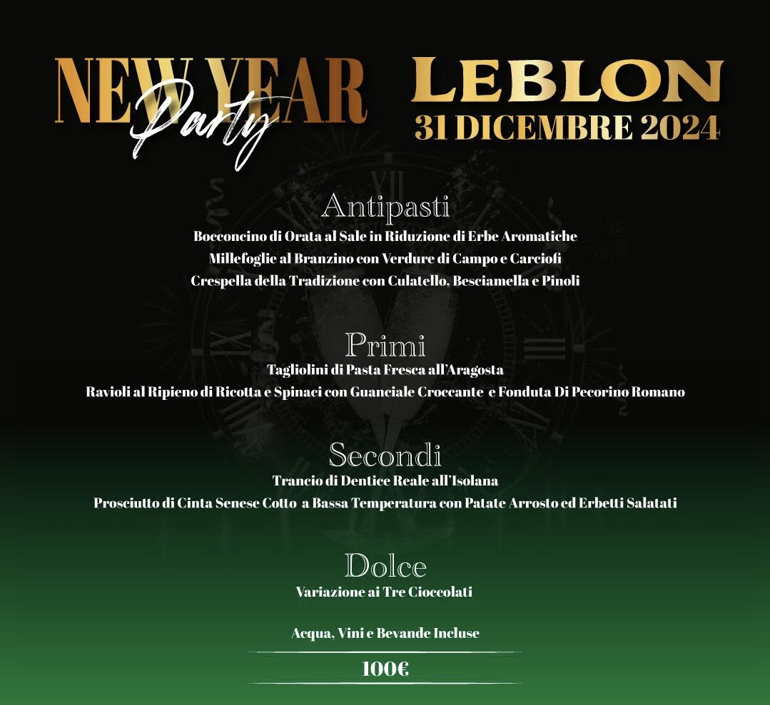 Menu Capodanno 2025 Leblon Viareggio